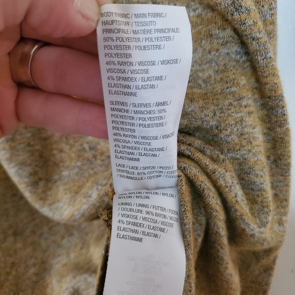 LOGO By Lori Goldstein Henley Tunic Top size XS Colorblock Lace Lagenlook - Picture 8 of 11